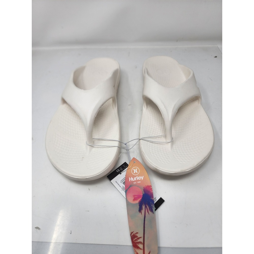 Hurley Mens Injection Flip‎ Flop Sandals Cream White Size 13 HFS0140-270 NEW